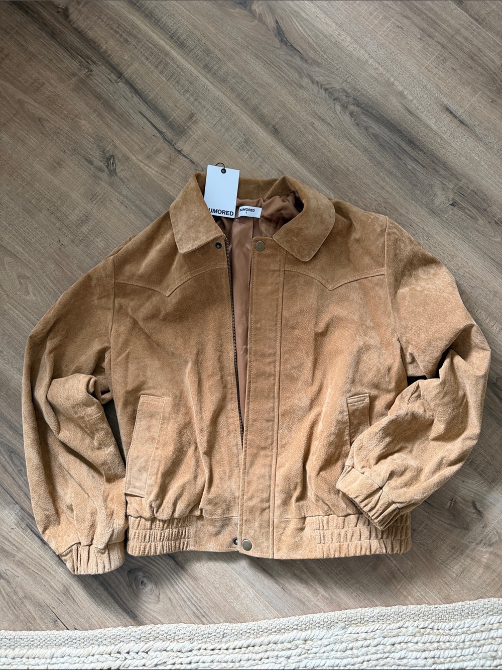 Rumored Suede Bomber Jacket - Camel